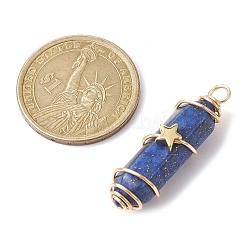 Pendentifs pointus enveloppés de fil de cuivre lapis-lazuli naturel&nbsp;PALLOY-JF02461-03