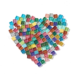 Quadrat mit Glitzerpulver Mosaikfliesen Glascabochons&nbsp;DIY-P045-04