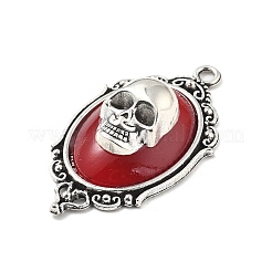 Colgantes de resina de aleación de estilo gótico ovalados con calaveras&nbsp;PALLOY-V007-04AS-01