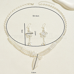 Vintage-Sets aus Legierungsblumenohrringen und -halsketten für Hochzeiten und Veranstaltungen&nbsp;WU4418