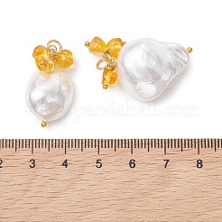 Anhänger aus natürlichem Bernsteinsplitter und Muschelperlen&nbsp;PALLOY-JF05550