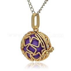 Pendentifs à cage ronde creuse en laiton doré&nbsp;KK-J231-09G