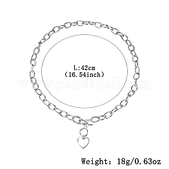 Ensemble collier et bracelet en argent sterling plaqué or avec chaîne en forme de cœur&nbsp;MD3868-4