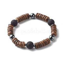 Natürliche KokosUnterlegscheibe Perlen Stretch Armbänder Set für Männer Frauen&nbsp;BJEW-JB06771