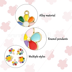 30pcs 5 styles de pendentifs en émail en alliage&nbsp;ENAM-YW0005-35