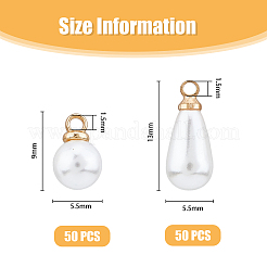 100 pièce 2 styles de breloques en plastique imitation perle&nbsp;KK-FH0006-95
