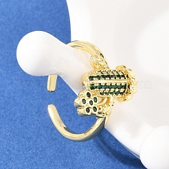 Manschettenringe aus Messing mit Mikropavé-Zirkonia für Damen&nbsp;RJEW-A088-07G