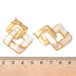 Pendentifs en coquillage blanc naturel pavés en acier inoxydable 304&nbsp;X-STAS-L026-01G-01