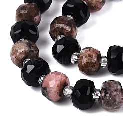 Colliers de perles d'obsidienne naturelle et de rhodonite&nbsp;G-Q614-03A-03