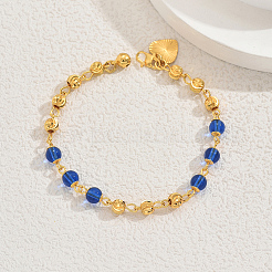 Eleganti bracciali a maglie con perline rotonde in ottone e vetro per donna&nbsp;ID0127