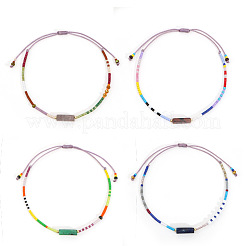 4 Stück verstellbare geflochtene Armbänder aus Glasperlen im Bohème-Stil für Damen im Freizeit- und Bürobereich&nbsp;IO2936