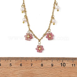 Collier pendentif fleur ronde à facettes en pierre naturelle mélangée&nbsp;NJEW-JN06500