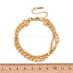 Mehrreihige Armbänder aus 304 Edelstahlperlen&nbsp;LS-BJEW-K287-01G