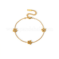 Bracciali a maglie con strass in acciaio inossidabile 304 a forma di fiore per donna&nbsp;VZ7462-3