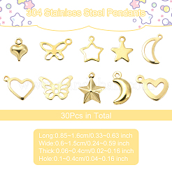 30 pz 10 stili 304 set di ciondoli in acciaio inossidabile&nbsp;STAS-YW0002-65