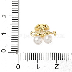 Breloques connecteurs en laiton micro pavé de zircone cubique et plastique ABS imitation perle cerise blanche&nbsp;KK-I276-56G-01