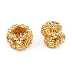 Perle di zirconi cubici trasparenti in micro pavè di ottone&nbsp;KK-Z162-18G