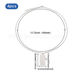 4 collier pendentif rectangulaire en acier inoxydable gaufré&nbsp;NJEW-CO0001-02P