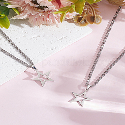 2 Stück Halsketten mit Sternanhänger aus Edelstahl und gedrehter Kette für Damen und Herren&nbsp;NJEW-LP0001-13