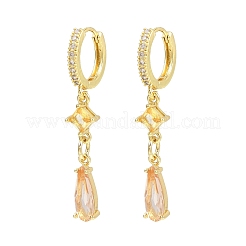 Pendientes de aro con micropavé de latón y circonitas cúbicas en forma de lágrima&nbsp;EJEW-C156-04G