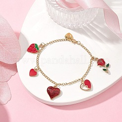 Bracciale con ciondolo in lega smaltata rosa&nbsp;BJEW-JB09545