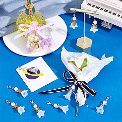 60 pieza de 2 colores de ángel de plástico ABS de imitación de perla y acrílico colgante decoraciones&nbsp;HJEW-PH02078