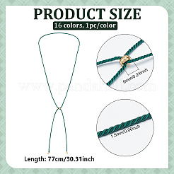 16 Stück 16 Farben Nylon gedrehte Kordel Schieber Halskette machen&nbsp;NJEW-PH01640