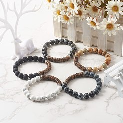 Natürliche gemischte steine runde perlen dehnbare armbänder&nbsp;BJEW-JB06637