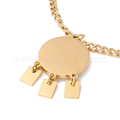 Collar con colgante de concha plana y redonda con baño de iones (IP) y cadena de eslabones de acero inoxidable 304 para mujer.&nbsp;NJEW-P262-03G