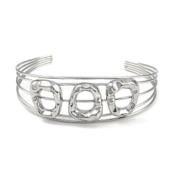 Brazaletes huecos abiertos de acero inoxidable 304 que no se deslustran&nbsp;BJEW-Q348-03P-06