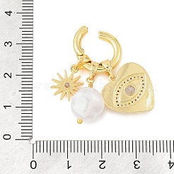 Colgantes de latón con microincrustaciones de circonitas cúbicas de colores y perlas de imitación de plástico.&nbsp;CU-CBA1242-01B-G