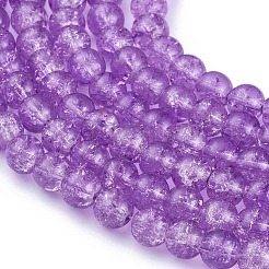 Perle tonde in vetro crackle prugna fili&nbsp;X-CCG-Q002-8mm-04