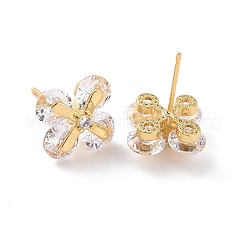 Orecchini a bottone con fiore in zirconi chiari&nbsp;EJEW-F298-16G