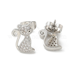 Latón micro pave aretes de circonita cúbica transparente&nbsp;EJEW-R009-01P