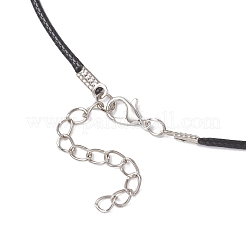 Collane con ciondolo a forma di cuore con fiocco in lega e cordino cerato nero per donna&nbsp;NJEW-JN05541