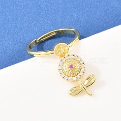 Anelli pendenti in ottone con micro pavé di zirconi cubici per donna&nbsp;RJEW-A090-02G