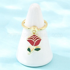 Verstellbare Fingerringe mit Anhänger aus Messing und Emaille für Damen&nbsp;LS-RJEW-A090-03G