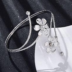 Bracelets manchettes en alliage de fleurs pour filles et femmes&nbsp;LS-AJEW-A063-01E-P