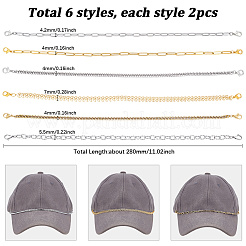 12 cadena para gorra de béisbol de acero inoxidable 304 de 6 estilos&nbsp;AJEW-SC0003-64