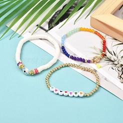 7 chakra teint naturel malaisie jade perles rondes bracelets extensibles ensemble pour fille femmes&nbsp;BJEW-JB07003