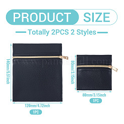 2 stücke 2 arten rechteck quadrat pu leder schmuck geschenk zipper taschen&nbsp;ABAG-TADJ0001-01A