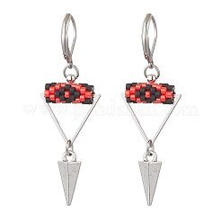 Triangolo con occhio orecchini a leva con perline di semi di vetro e ottone&nbsp;EJEW-MZ00452-02