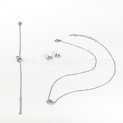Conjunto de joyería con anillo entrelazado doble de acero inoxidable que no se deslustra&nbsp;JG9167-1
