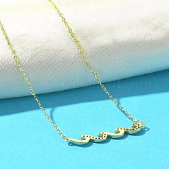 Collane a catena con ciondolo a forma di onda in zirconia cubica blu cielo chiaro in ottone micro pavé per donna&nbsp;NJEW-R005-01G