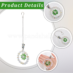 1 decorazione da appendere all'auto in vetro con fiori&nbsp;HJEW-SP0001-11C