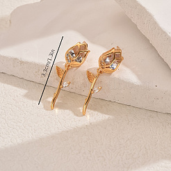 Elegante Ohrstecker aus Messing mit klarem Zirkonia in Tulpenform&nbsp;RX3904