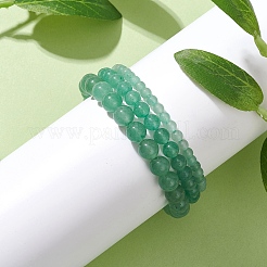 3 pz set di bracciali elastici con perline di avventurina verde naturale rotonda per le donne&nbsp;BJEW-JB10961