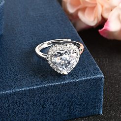 Verstellbare Manschettenringe aus Sterlingsilber mit Mikropavé und Zirkonia für Damen&nbsp;RJEW-F183-01A-01