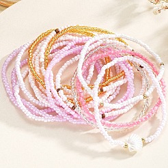 17 pz braccialetti elastici con perline di semi impilabili bohémien&nbsp;PW-WG4899C-01