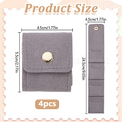 4-Taschen-Schmuckrollen aus PU-Leder mit goldfarbenen Metalldruckknöpfen&nbsp;ABAG-WH0048-69B